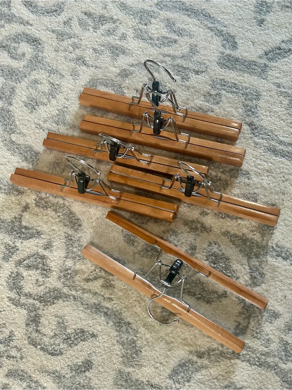 Vintage Inspired Wooden Pants Hangers Lot of 6 | Clamp Skirt Hangers